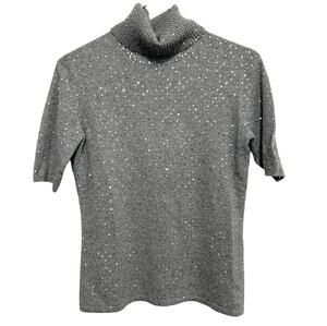 Vintage 100% Cashmere Sequin Mock Net Amici Sweater SIZE S Glam Fall Holiday 90s